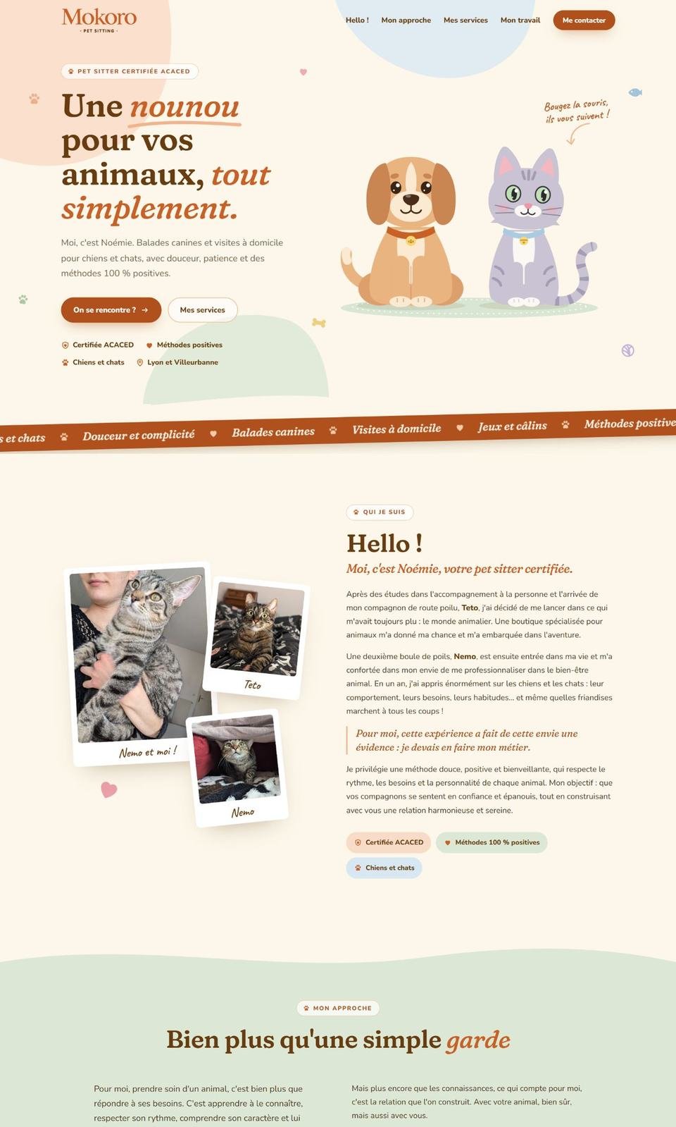 Site internet Mokoro Pet Sitting réalisé par KO KORNER©, version ordinateur